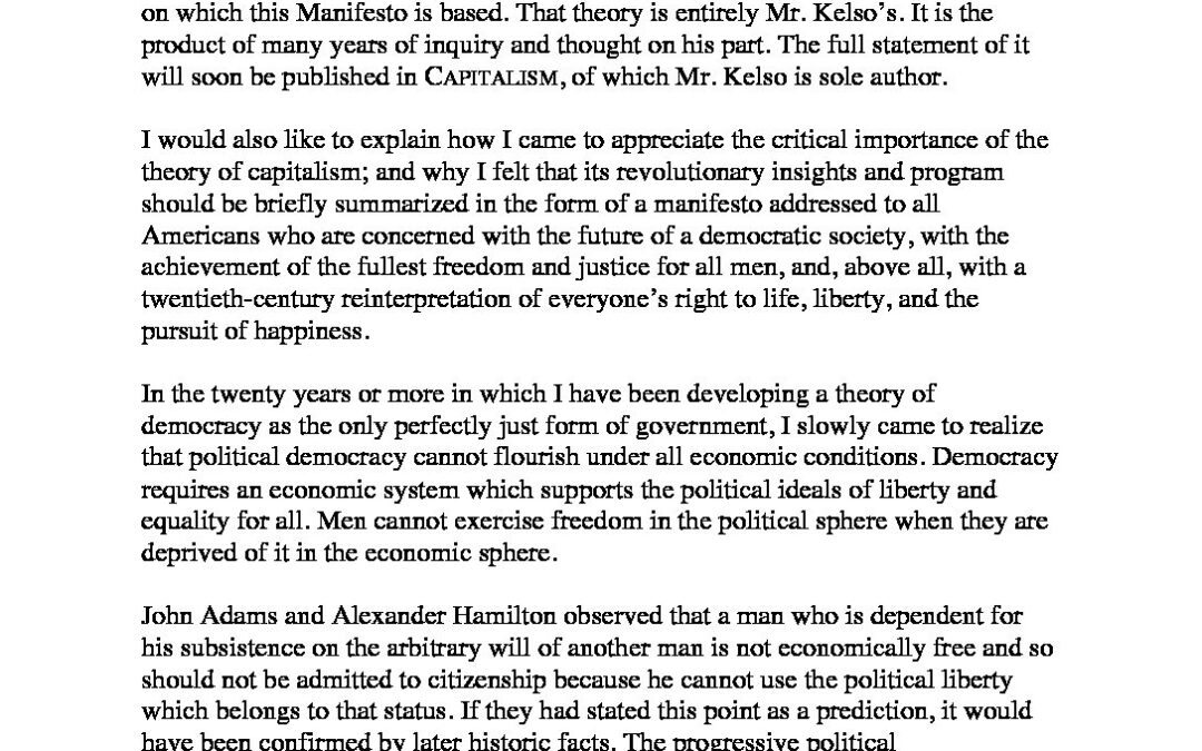 Mortimer Adler’s Preface to The Capitalist Manifesto