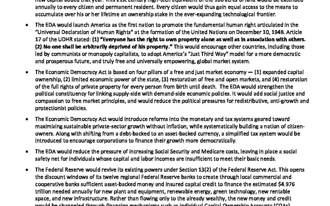 Economic Democracy Act — Executive Summary (PDF)
