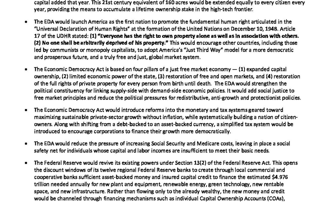 Economic Democracy Act: Executive Summary